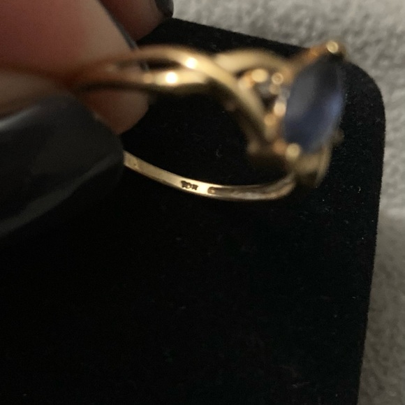Vintage marquise cut sapphire ring - Picture 4 of 4